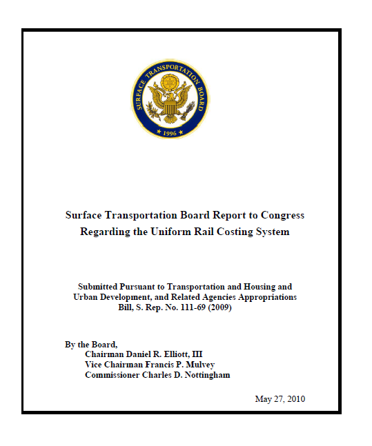 Report cover for URCS Report to Congress (2010)